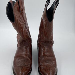 Laredo Boots Brown Leather Western Men's Cowboy Pull On Size 8.5 EE Made In USA